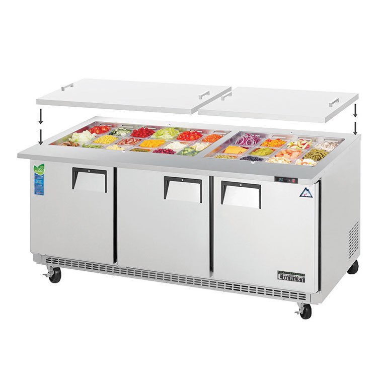 Everest EOTP3 71" Threee Section Mega Top Sandwich/Salad Prep Table w/ 3 Door, 30 Pans