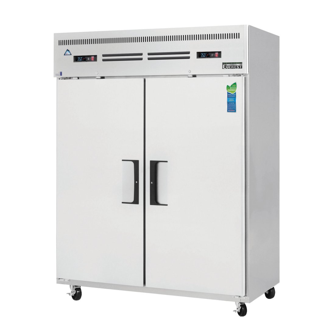 Everest ESWRF2 59" 2-Section Reach-In Refrigerator/Freezer Combo w/ 2 Solid Doors, Top Mount