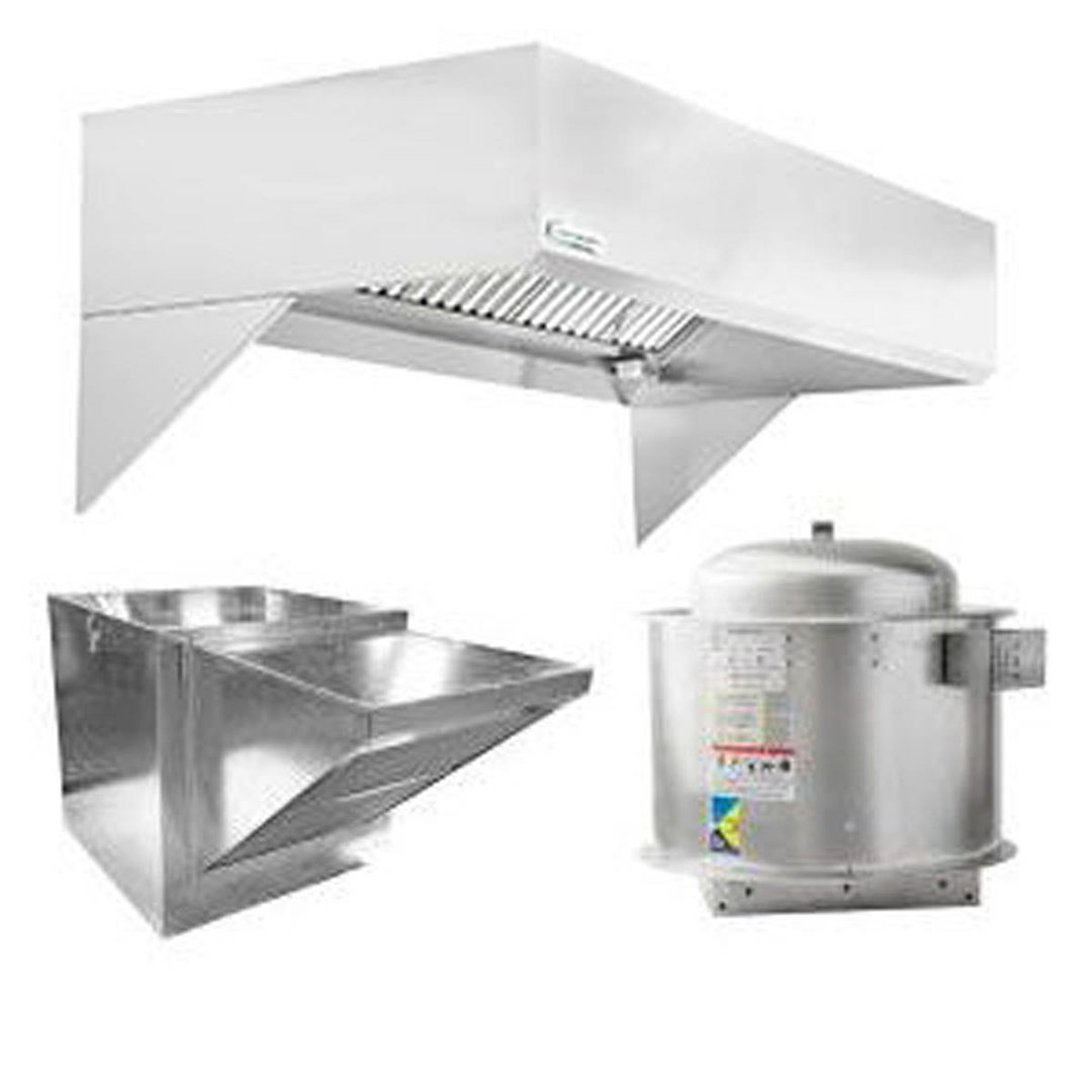 HoodMart 2014B 14 FT Restaurant Hood System w/ Makeup-Air, 18 Gauge Steel