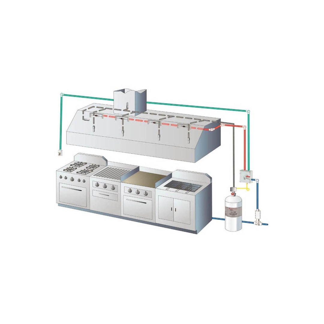 HoodMart KIDDE_FIRE_SYSTEM_12 Fire Suppression System w/ Gas Shut Off Valve, Piping