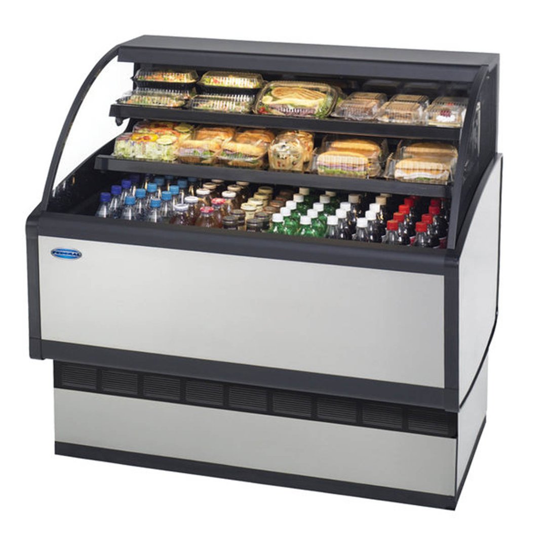 Federal Industries LPRSS4 48" Specialty Low Profile Self-Serve Refrigerated Merchandiser, Laminate Exterior, 2 Shelves, w/ Night Curtain