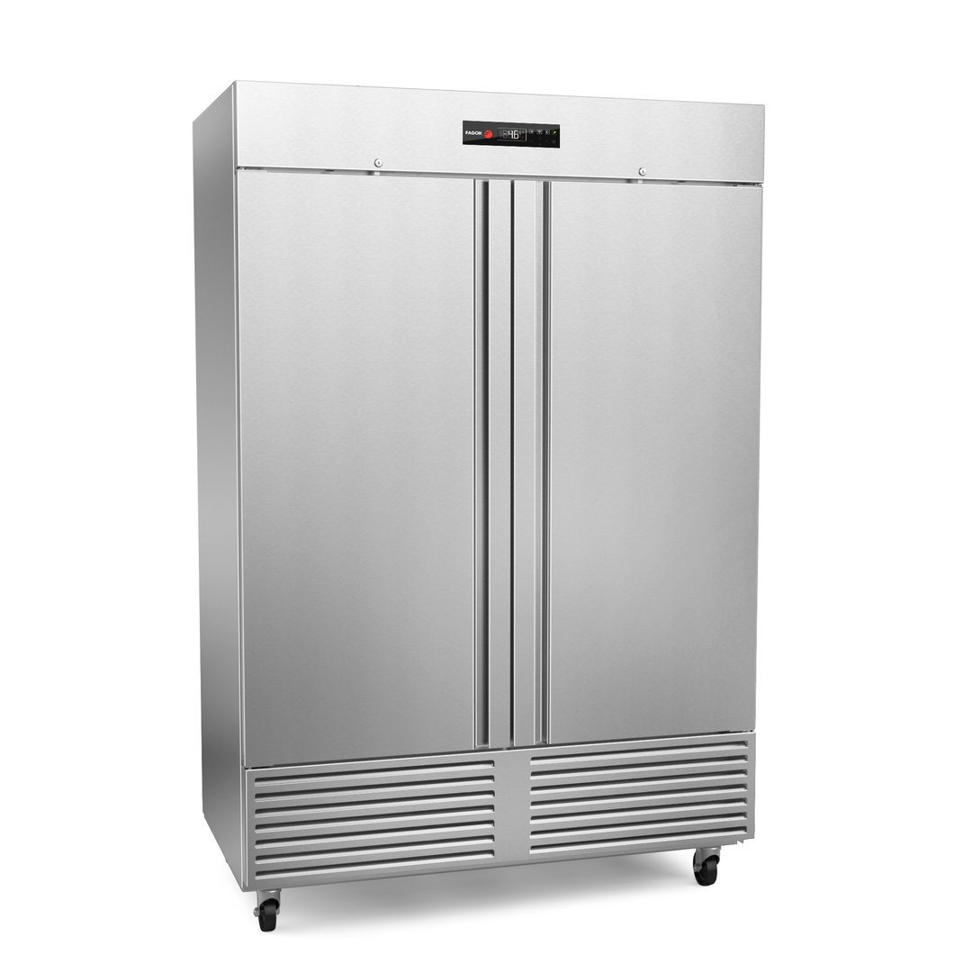 Fagor Refrigeration QVR-2-N Two Section Reach-In Refrigerator w/ 2 Solid Doors, Bottom Mount, Stainless Steel, 52 cu. ft.