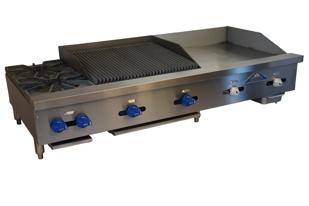 Comstock-Castle FHP60-24T-2RB 60" Countertop Hotplate/Griddle/Charbroiler Combination, 138.000 BTU