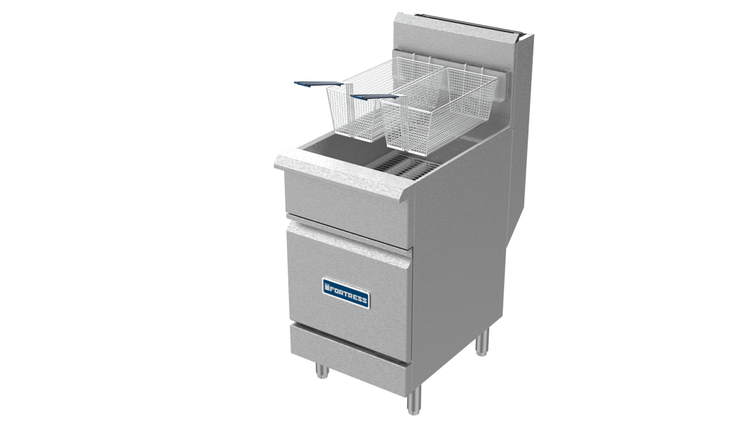 Fortress FGF75L 20" Full Pot Floor Model LP Gas Fryer w/ 75-lb Capacity, 2 Baskets, 5 Burners