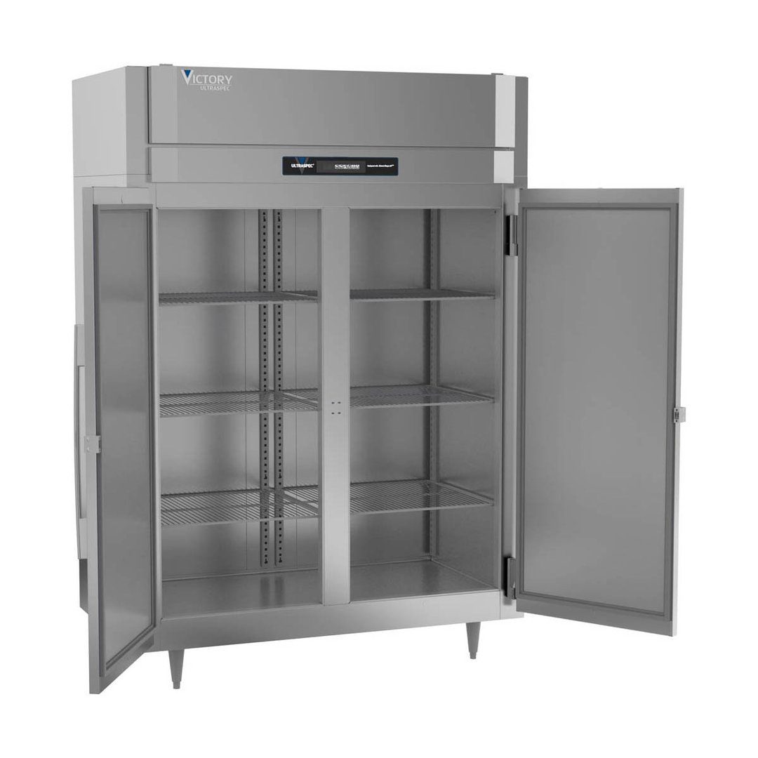 Victory FS-2D-S1-EW-HC 58" Two Section Reach-In Freezer w/ 2 Glass Doors, All Stainless Steel, 49 cu. ft.