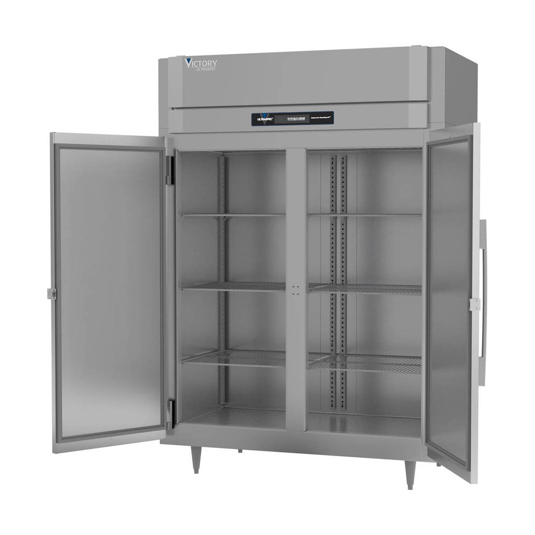 Victory FS-2D-S1-EW-HC 58" Two Section Reach-In Freezer w/ 2 Glass Doors, All Stainless Steel, 49 cu. ft.