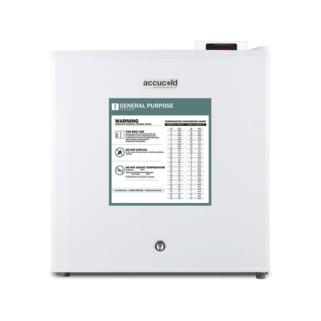 Accucold FS24LGP Solid Door Medical Compact All-Freezer, 1.4 cu. ft.