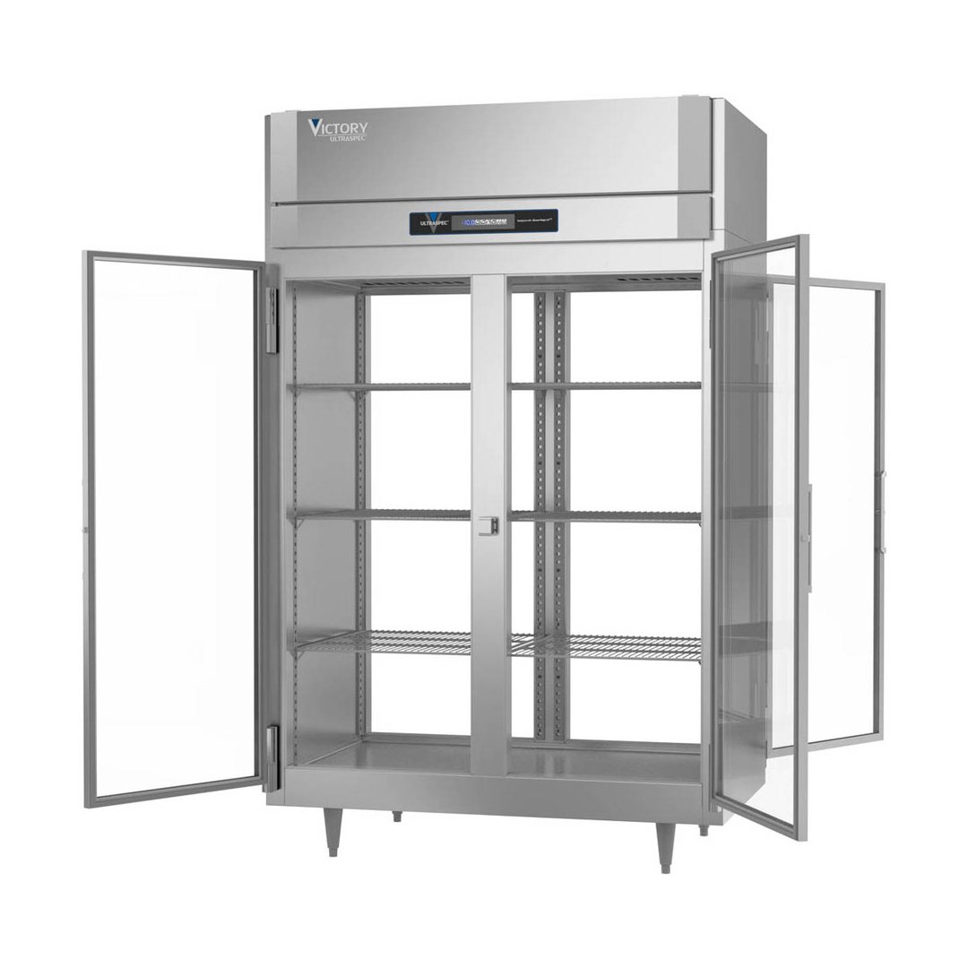 Victory FSA-2D-S1-PT-G-HC 52" Two Section Pass-Thru Freezer w/ 4 Glass Doors, Aluminum Interior, 48 cu. ft.