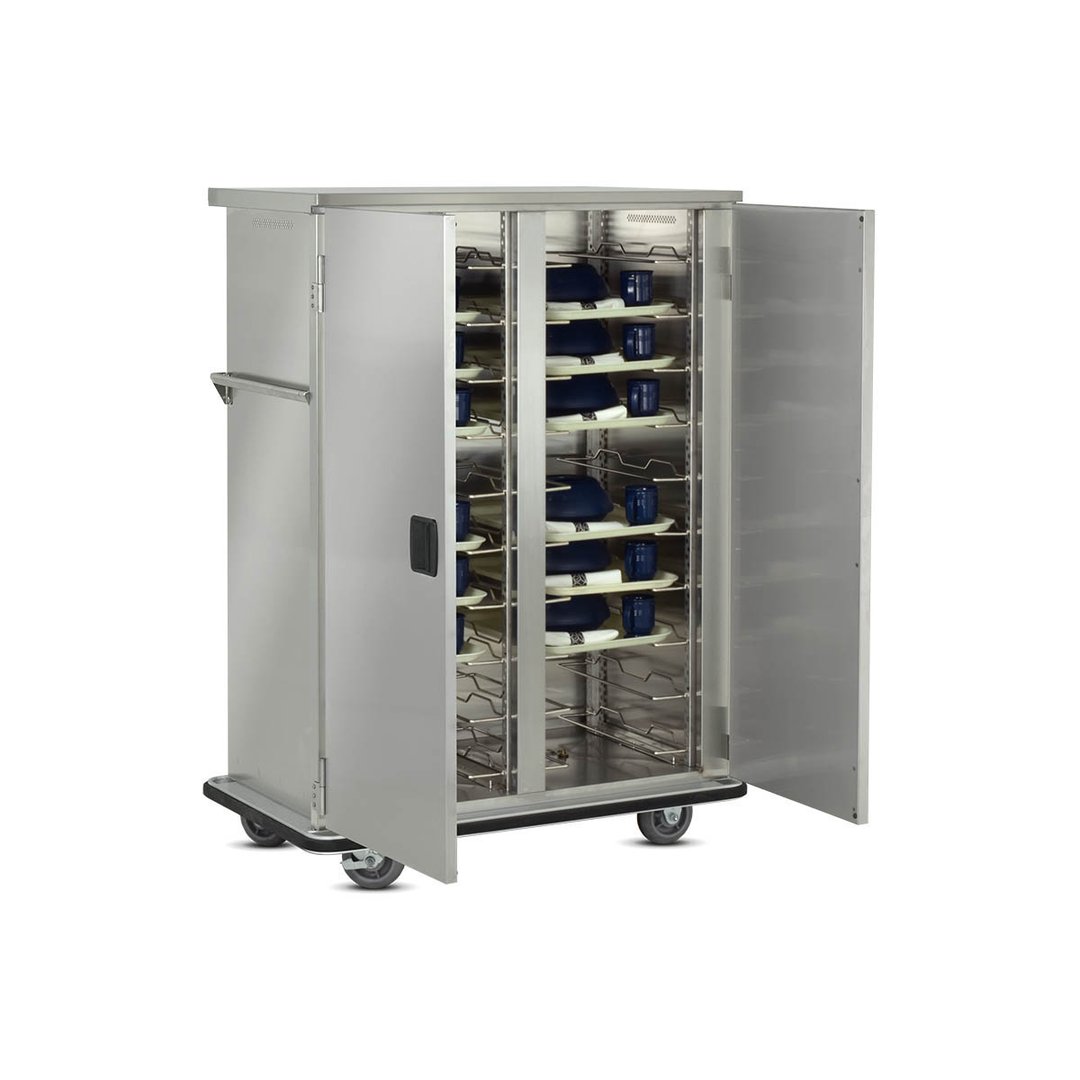 FWE ETC-20 Stainless Steel 20 Tray Mobile Patient Meal Delivery Cart