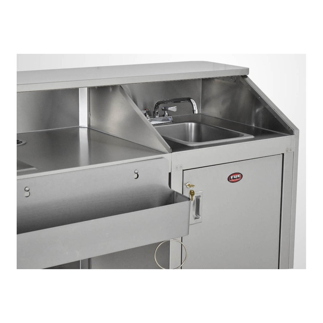 FWE SBBC-6 50 lb. Ice Bin Removable Speed Rack-72" Portable Bar-Stainless Steel Exterior