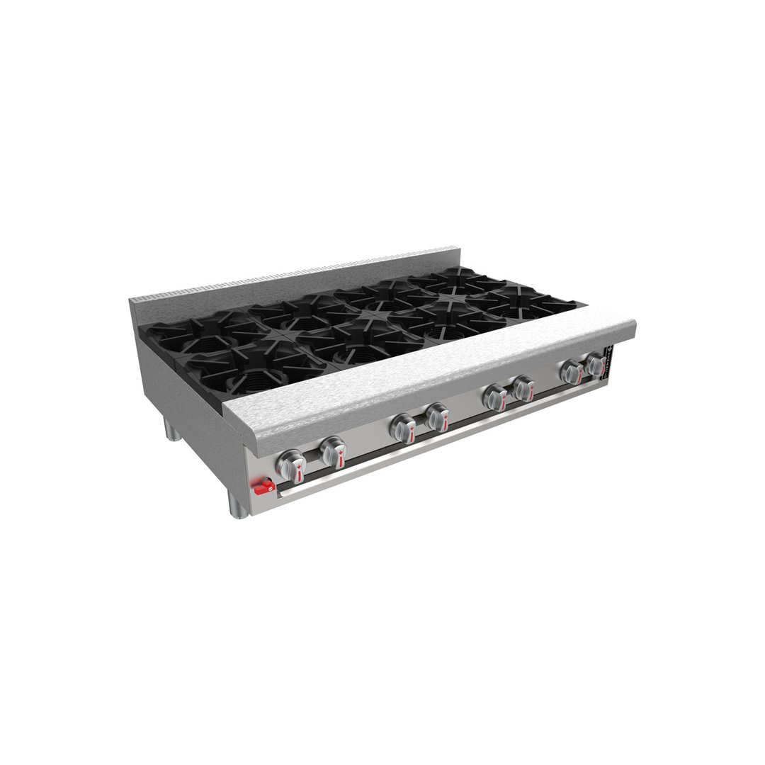 Venancio USA G48CT-48B 48" Countertop Heavy Duty Gas Hotplate with (8) Burners, Manual Control, 176.000 BTU