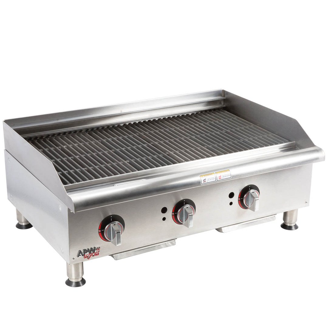 APW Wyott GCB-36S 36" Countertop Gas Radiant Charbroiler w/ (3) Burners, 90.000 BTU