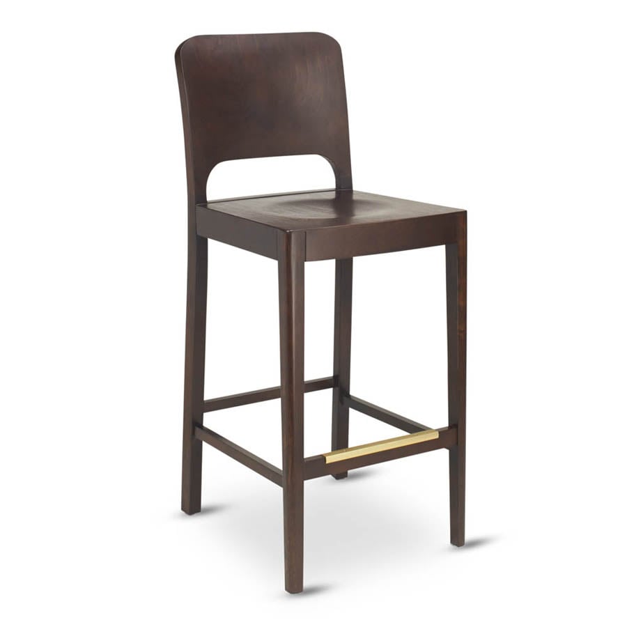 G & A 9660PS Milano Barstool with Solid Wood Back and Padded Seat, Walnut Finish