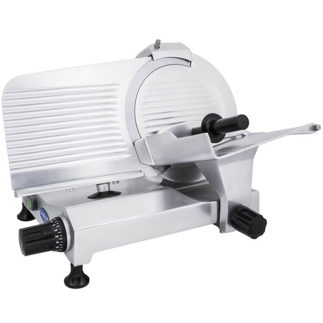 Globe Chefmate C12 12" Manual Gravity Feed Slicer, Belt Driven, Aluminum, 1/3 Hp
