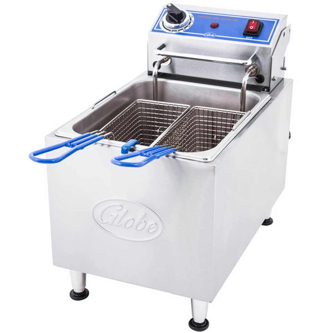 Globe PF16E Countertop Electric stainless steel Fryer,Manual Reset