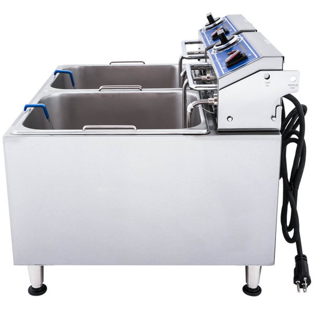 Globe PF32E Split Pot Countertop Electric Fryer w/ 2 Baskets, 32-Lb. Capacity, 208/240V