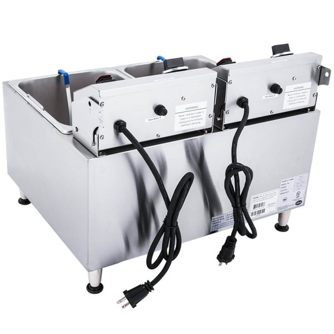 Globe PF32E Split Pot Countertop Electric Fryer w/ 2 Baskets, 32-Lb. Capacity, 208/240V
