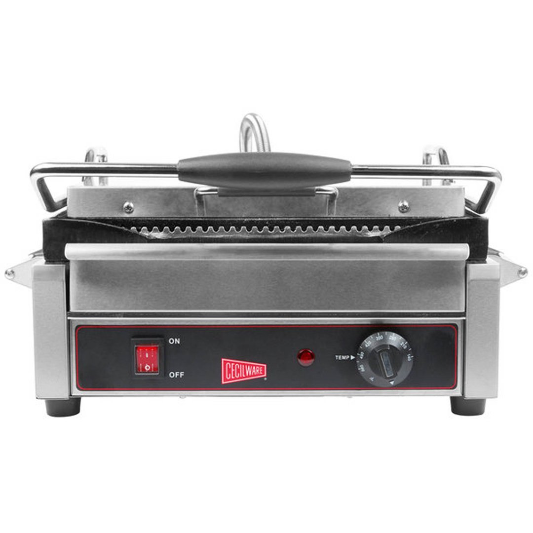 Cecilware® Pro SG1LG 20" Single Plus Cast Iron Sandwich Panini Grill w/ Grooved Plates,120V