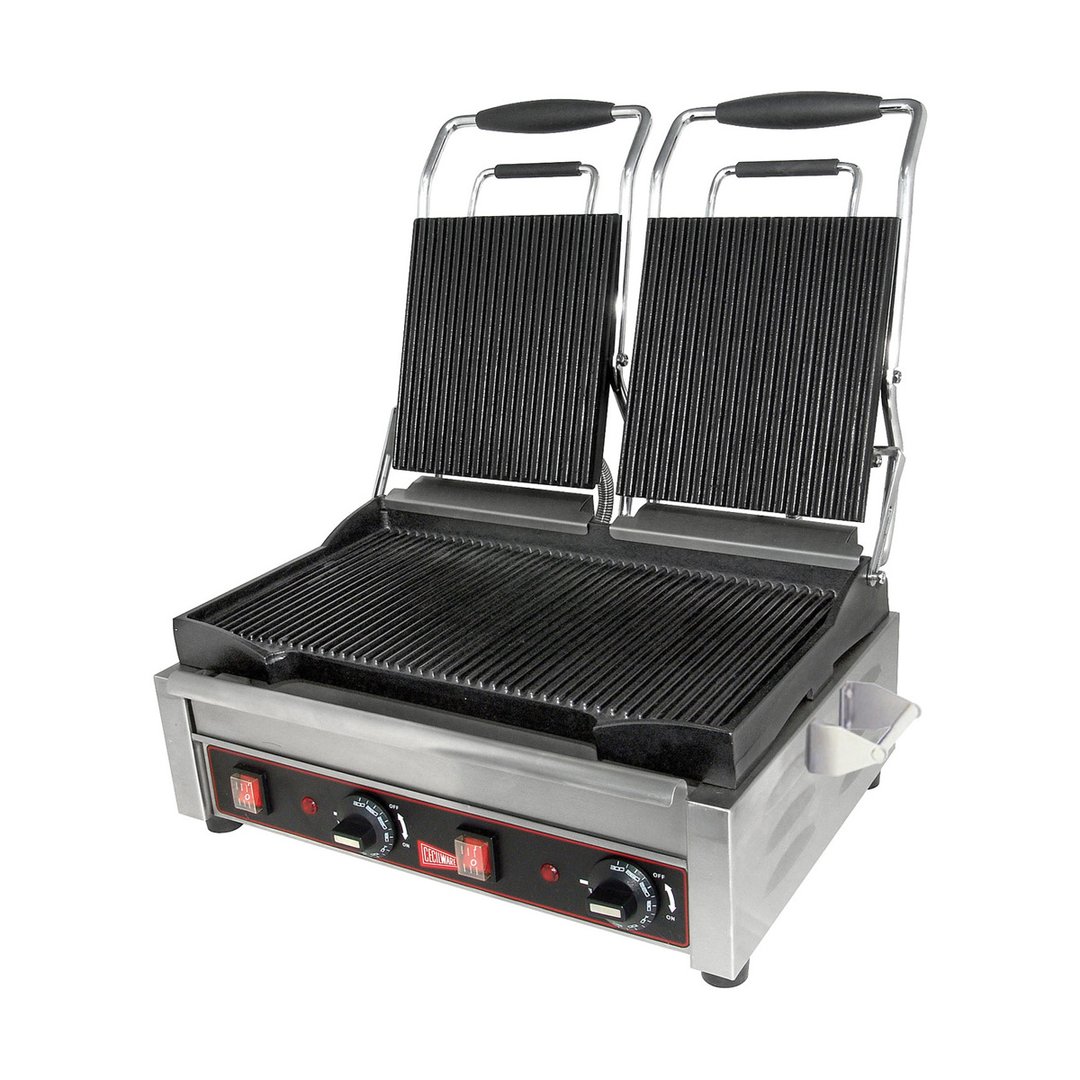 Cecilware® Pro SG2LG 23" Double Sandwich Panini Grill w/ Cast Iron Grooved Plates, 240V