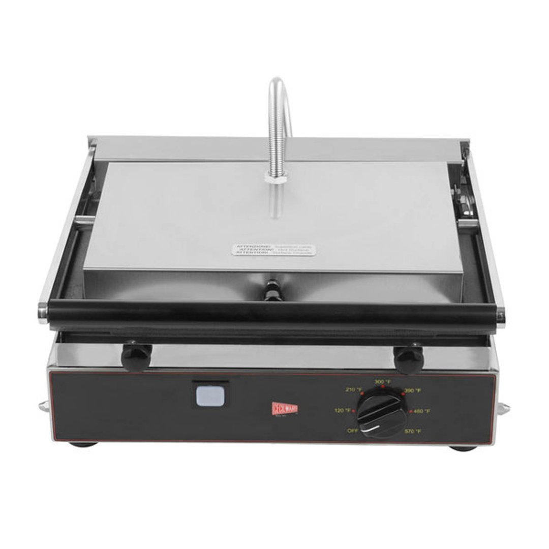 Cecilware® Pro TSG1F 15" Single Sandwich Panini Grill w/ Cast Iron Smooth Plates, 110V
