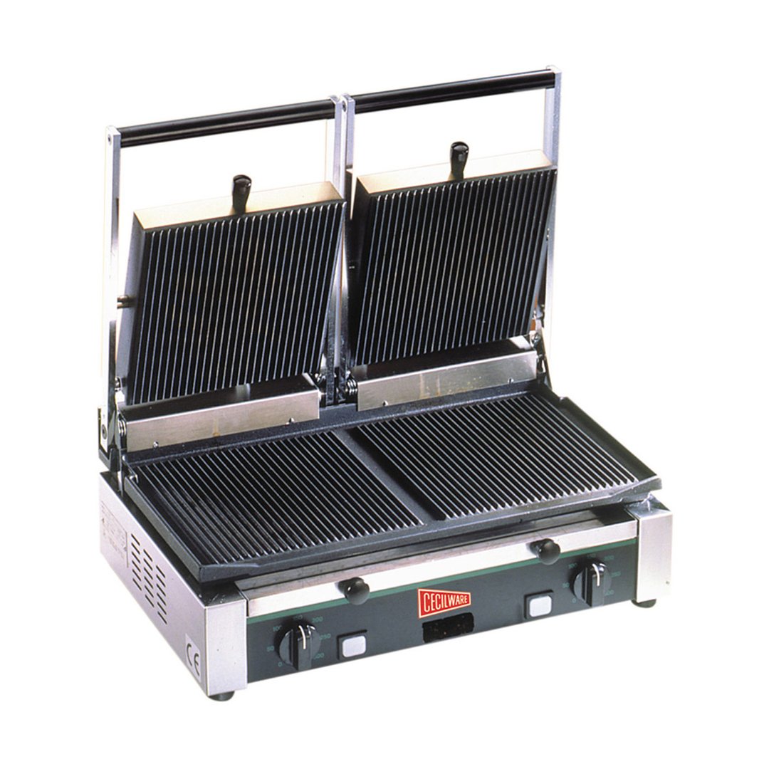 Cecilware® Pro TSG2G 20" Double Sandwich Panini Grill w/ Cast Iron Grooved Plates, 240V