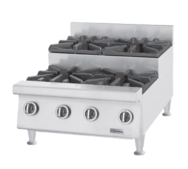 Garland US Range UTOG48-SU8 48" Countertop Heavy Duty Step-Up Gas Hotplate with (8) Burners, 240.000 BTU 
