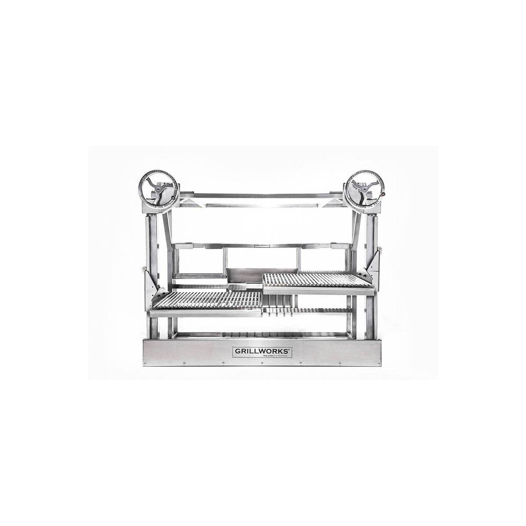 Grillworks EXO PRO 72 63" Built-In Wood Fired & Charcoal Parrilla Grill w/ (2) Adjustable Grills
