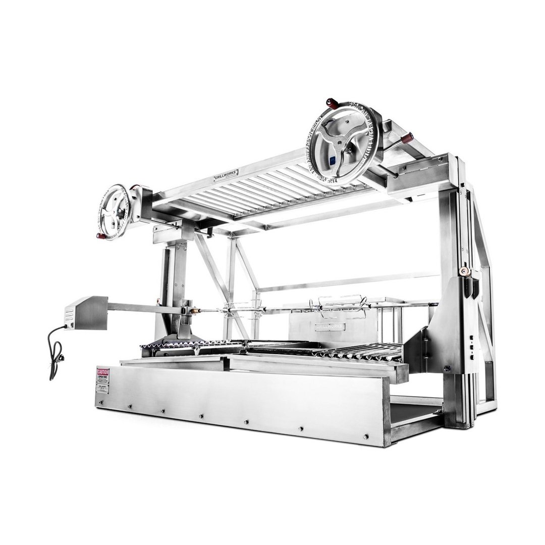 Grillworks EXO PRO 72 63" Built-In Wood Fired & Charcoal Parrilla Grill w/ (2) Adjustable Grills