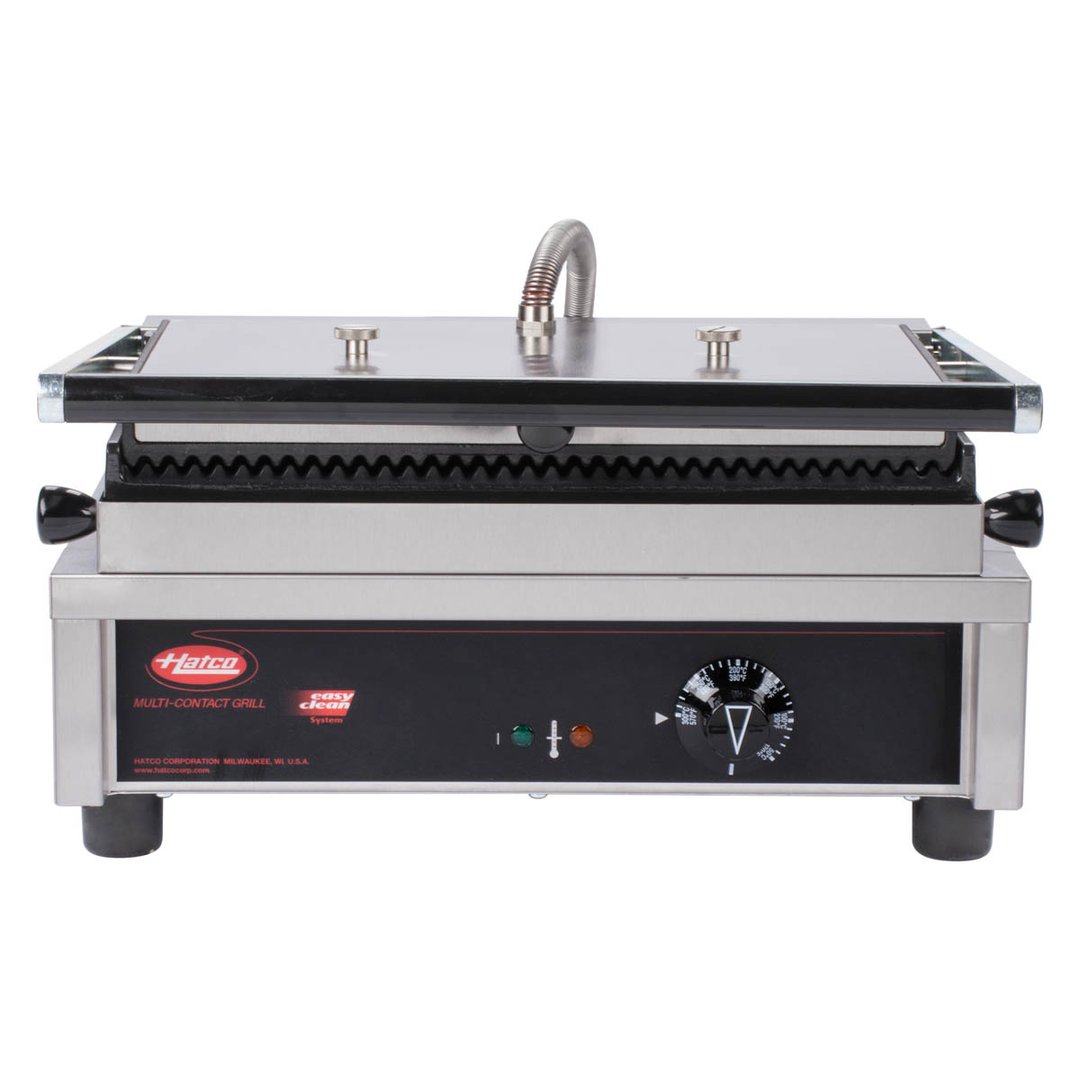 Hatco MCG10G Single Cast Iron Sandwich Panini Grill w/ Grooved Plates, 120V