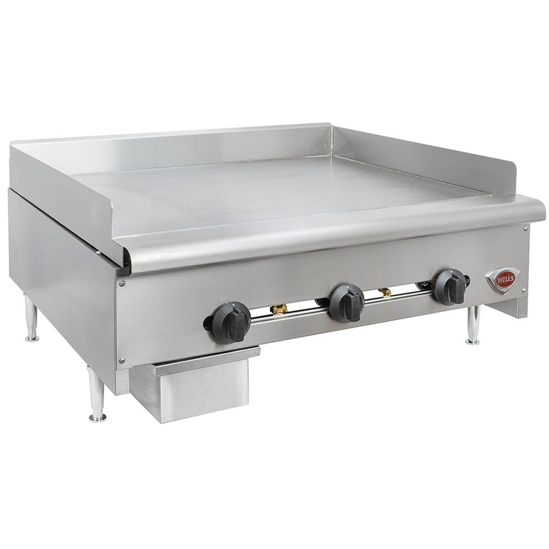 Wells HDG-3630G 36" Countertop Manual Gas Griddle, 3/4" Steel Plate, 90.000 BTU