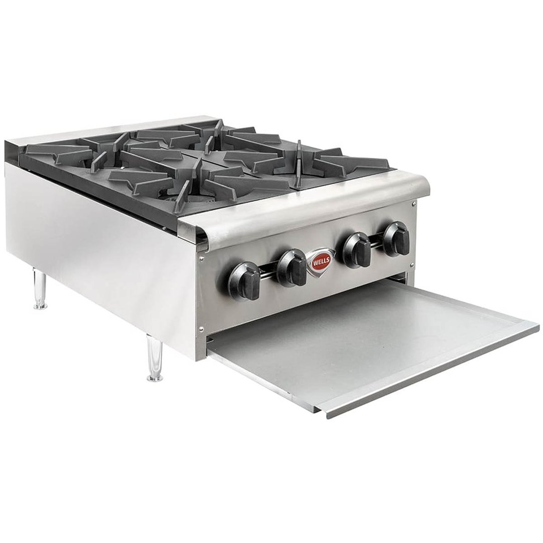 Wells HDHP-2430G 23" Countertop Gas Hotplate with (4) Burners, Manual Controls, 106.000 BTU