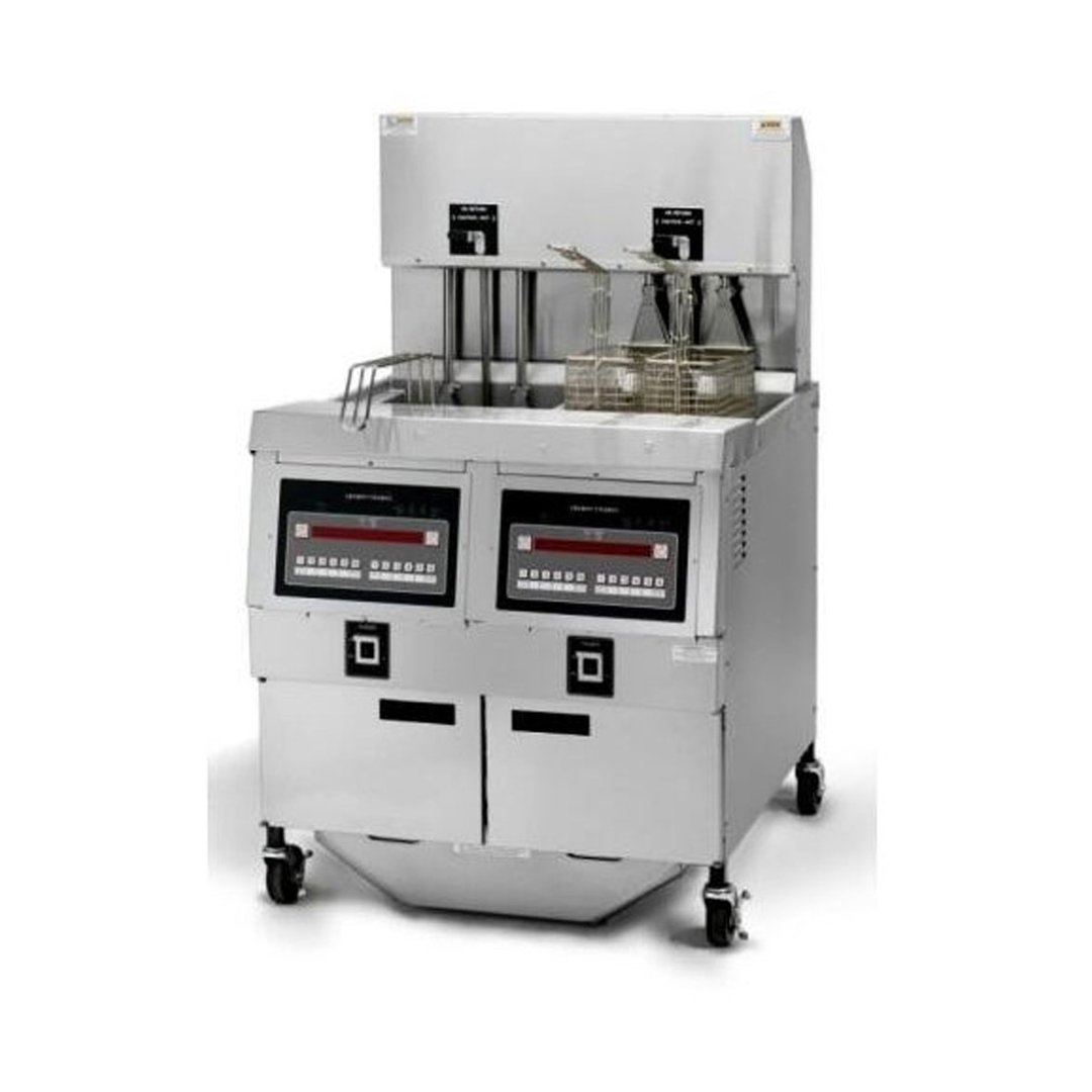Henny Penny OEA322.03 Multiple Battery Electric Fryer w/ 2 Wells, 65-lb Capacity, Built-In Filter