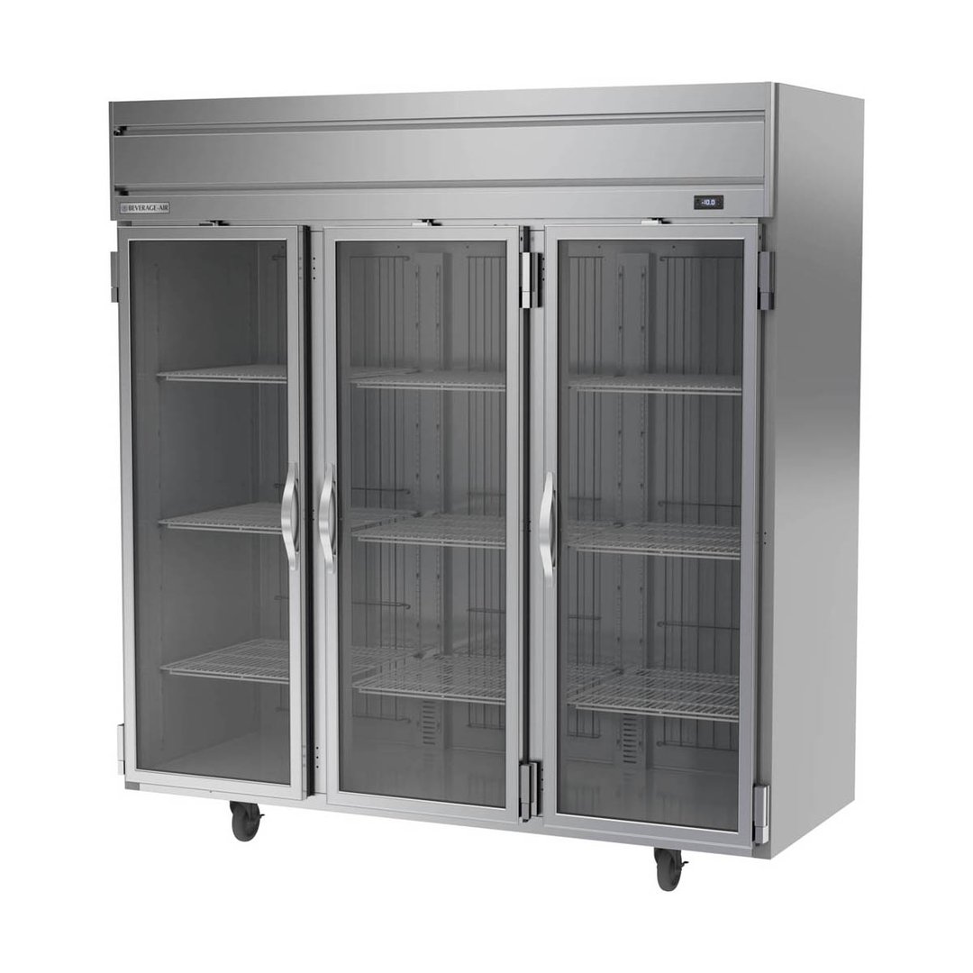 Beverage Air HF3HC-1G 78" Three Section Reach-In Freezer w/ 3 Glass Doors, Top Mount, 69 cu. ft.