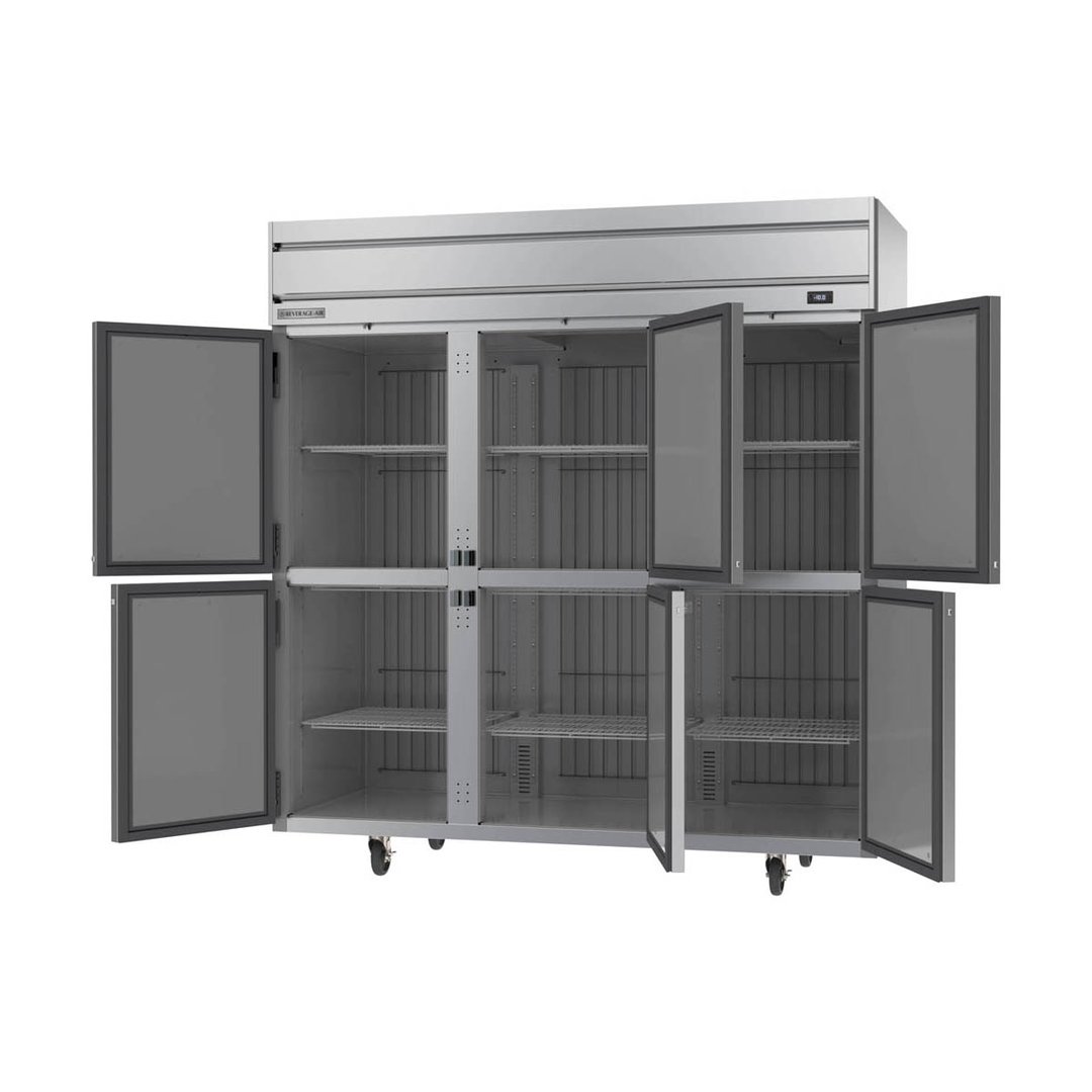 Beverage Air HF3HC-1HS 78" Three Section Reach-In Freezer w/ 6 Half Solid Doors, Top Mount, 69 cu. ft.