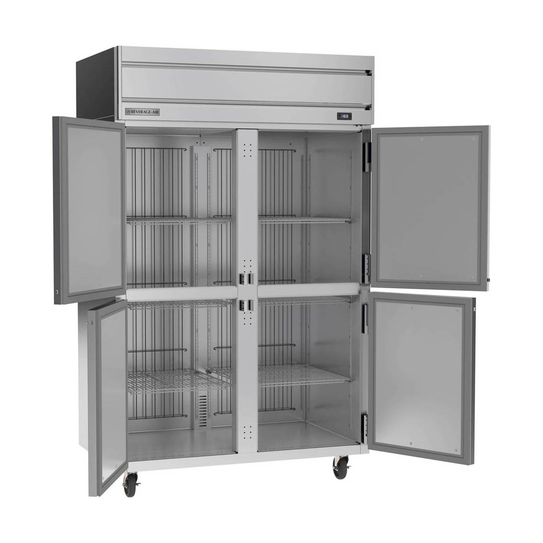 Beverage Air HFPS2HC-1HS 52" Two Section Reach-In Freezer w/ 4 Half Solid Doors, Stainless Steel, 45 cu. ft.