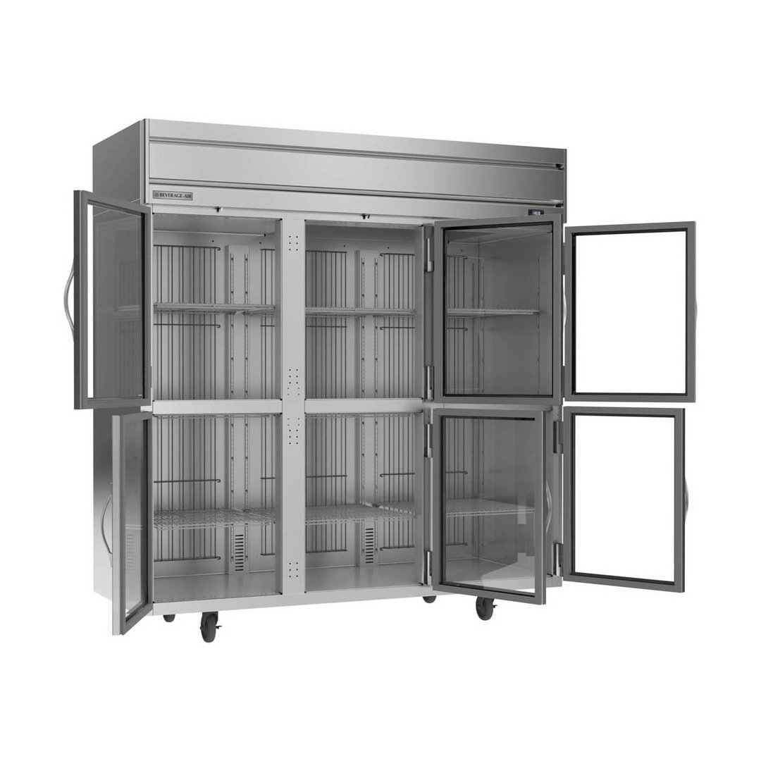 Beverage Air HFPS3HC-1HG 78" Three Section Reach-In Freezer w/ 6 Half Glass Doors, Stainless Steel, 69 cu. ft.