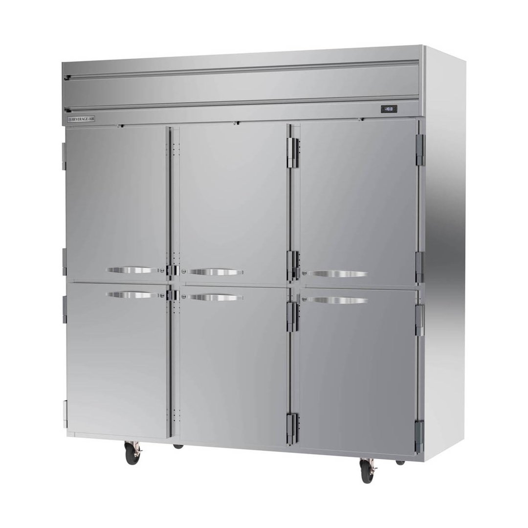 Beverage Air HFPS3HC-1HS 78" Three Section Reach-In Freezer w/ 6 Half Solid Doors, Stainless Steel, 69 cu. ft.