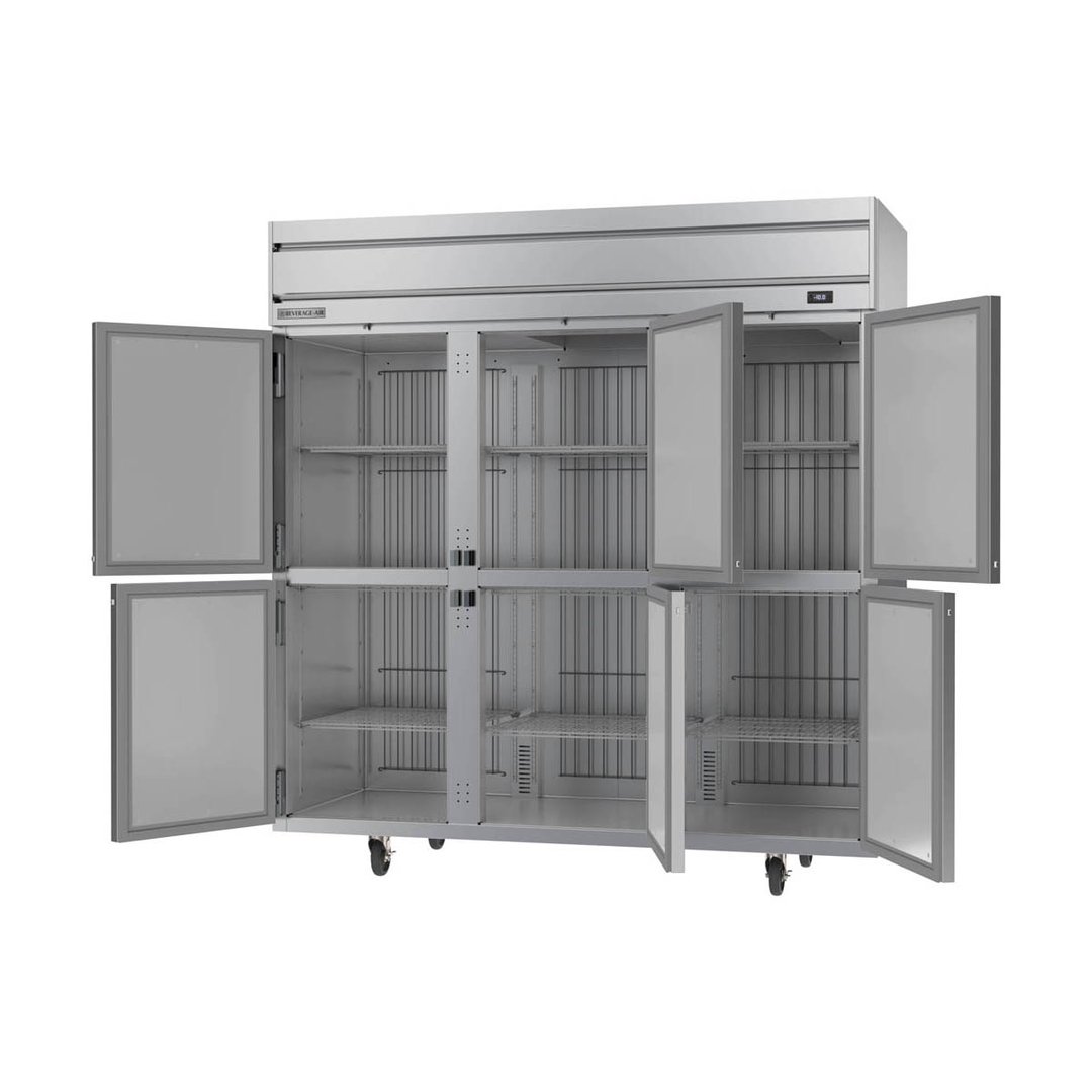 Beverage Air HFPS3HC-1HS 78" Three Section Reach-In Freezer w/ 6 Half Solid Doors, Stainless Steel, 69 cu. ft.