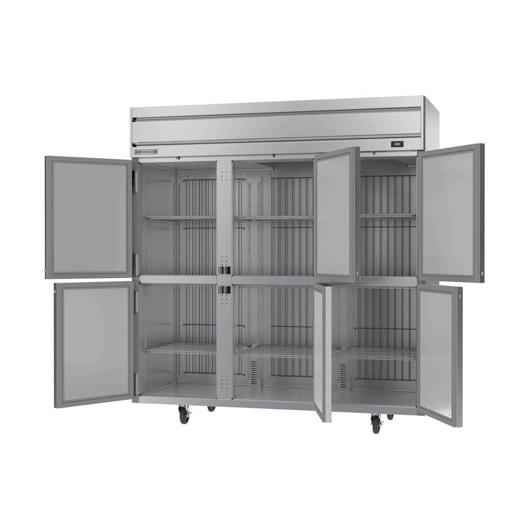 Beverage Air HFS3HC-1HS 78" Three Section Reach-In Freezer w/ 6 Half Solid Doors, Top Mount, 69 cu. ft.