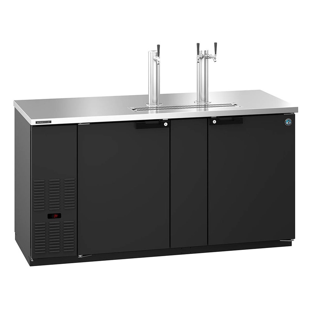 Hoshizaki DD69 Black Single/Double Tap Kegerator Beer Dispenser - 3 x 1/2 Keg Capacity