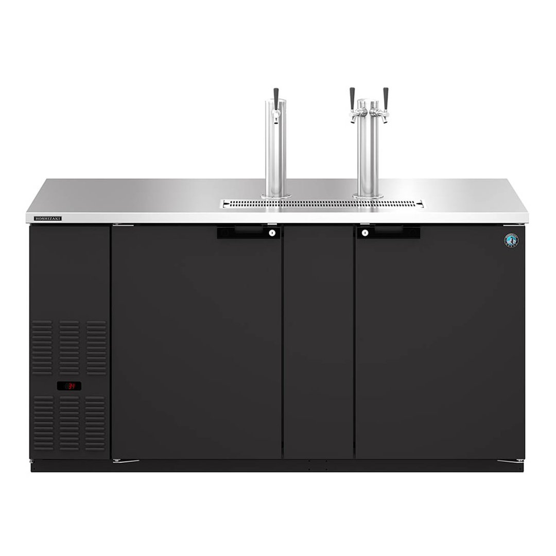 Hoshizaki DD69 Black Single/Double Tap Kegerator Beer Dispenser - 3 x 1/2 Keg Capacity