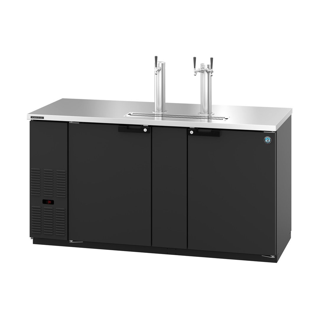 Hoshizaki DD69 Black Single/Double Tap Kegerator Beer Dispenser - 3 x 1/2 Keg Capacity