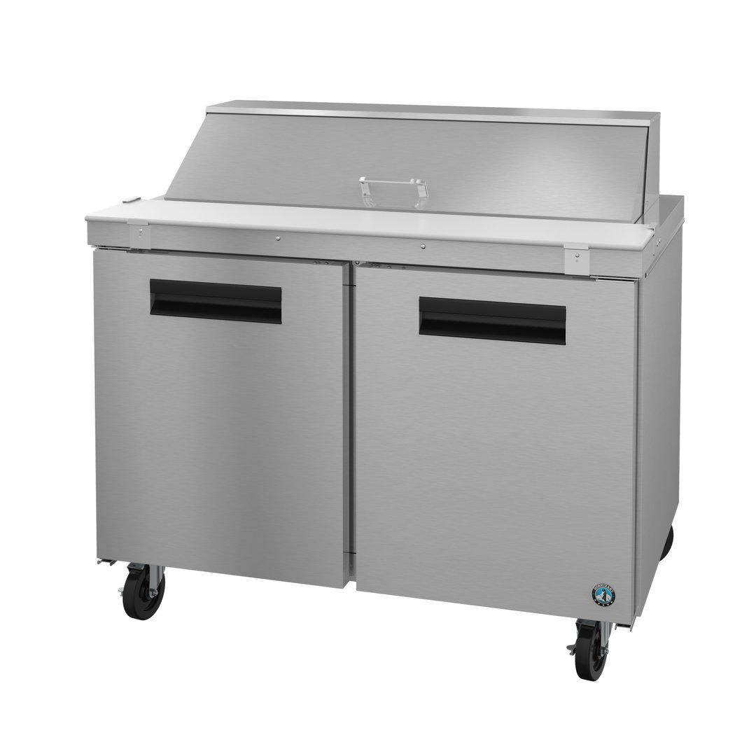 Hoshizaki SR48B-12 48" Two Section Sandwich / Salad Prep Table w/ 2 Doors, 12 Pans