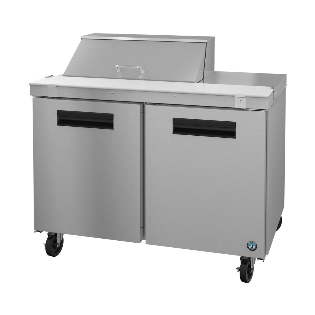 Hoshizaki SR48B-8 48" Two Section Sandwich / Salad Prep Table w/ 2 Doors, 8 Pans