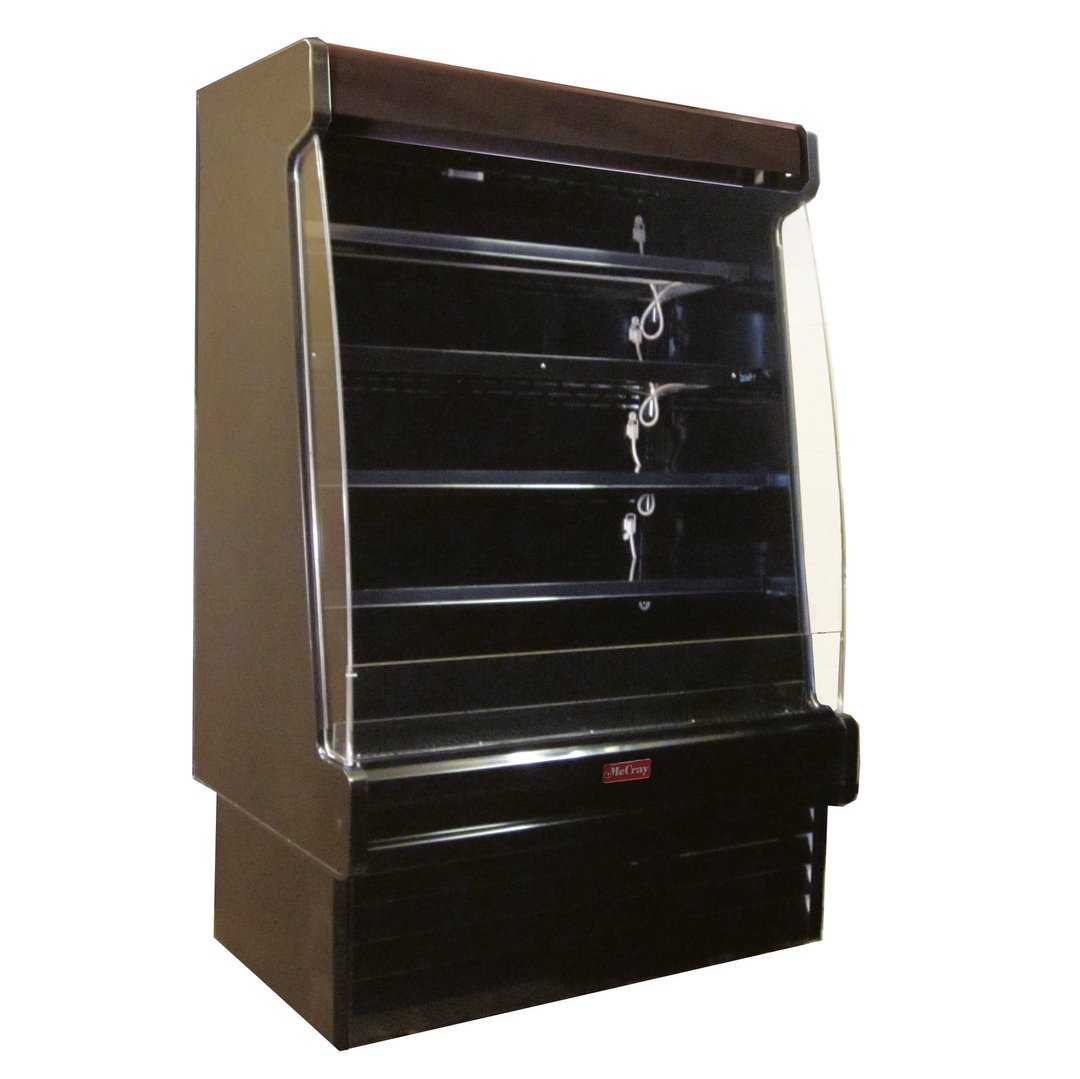 Howard-McCray R-OD35E-3S-B-LED 39'' Vertical Dairy Open Air Merchandiser in Black, Remote Refrigeration, 4 Shelves, w/ LED Lighting, Sloped End Panels