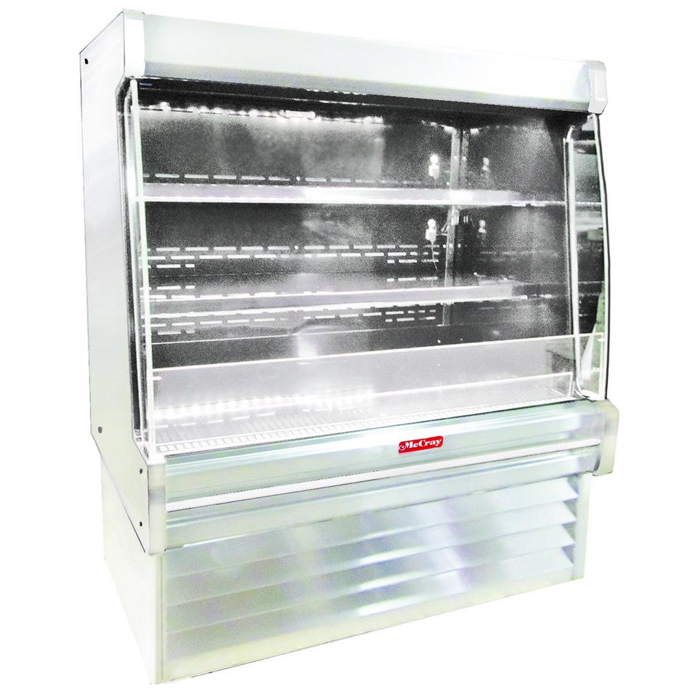 Howard-McCray R-OD35E-8L-S-LED 99" Vertical Dairy Open Air Merchandiser, Stainless Steel, Remote Refrigeration, 2 Shelves, w/ LED Lighting, Sloped End Panels