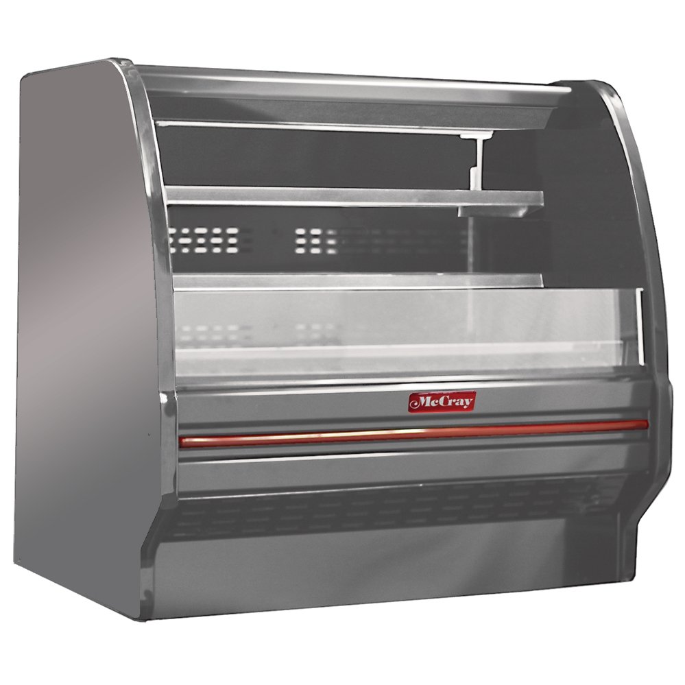 Howard-McCray R-OD40E-4L-S-LED 51" Horizontal Dairy Curved End Open Merchandiser, Stainless Steel, Remote Refrigeration, 2 Shelves, w/ LED Lighting, Solid End Panels