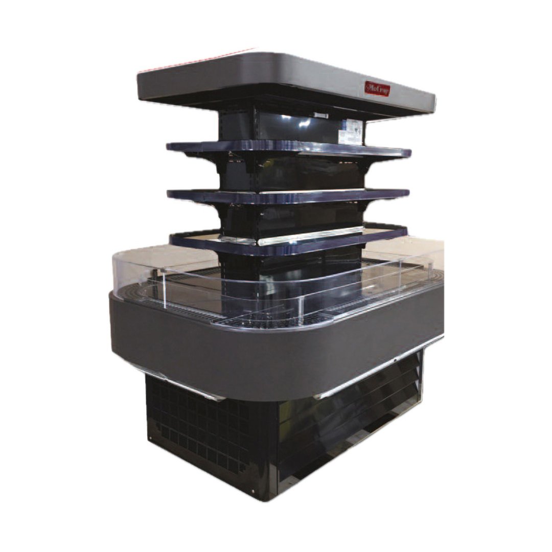 Howard-McCray R-OD42I-5-S-LED 60'' Island Open Air Merchandiser, Stainless Steel, Remote Refrigeration, 3 Shelves, w/ LED Lighting