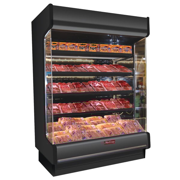 Howard-McCray R-OM35E-4-LB-B 51" Vertical Packaged Meats Low Base Open Merhandiser in Black, Remote Refrigeration, 4 Shelves, w/ LED Lighting