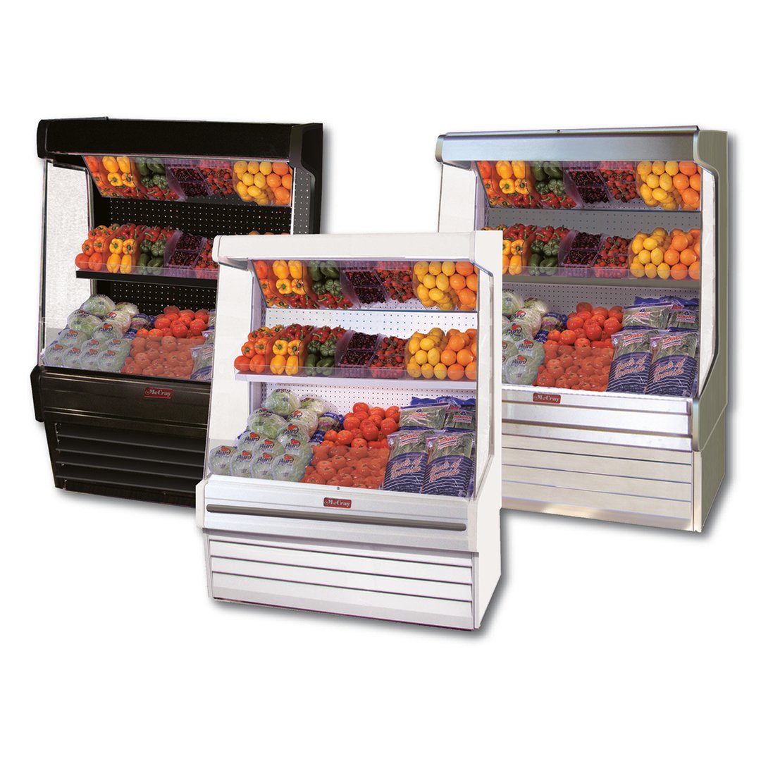 Howard-McCray R-OP30E-3-B-LED 39" Black Produce Display Case, Remote Refrigeration (Not Included), 3000 BTU - 95 cu. ft.